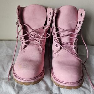 Light Pink Nubuck Timberland Laceup Boots Womens 9 RARE